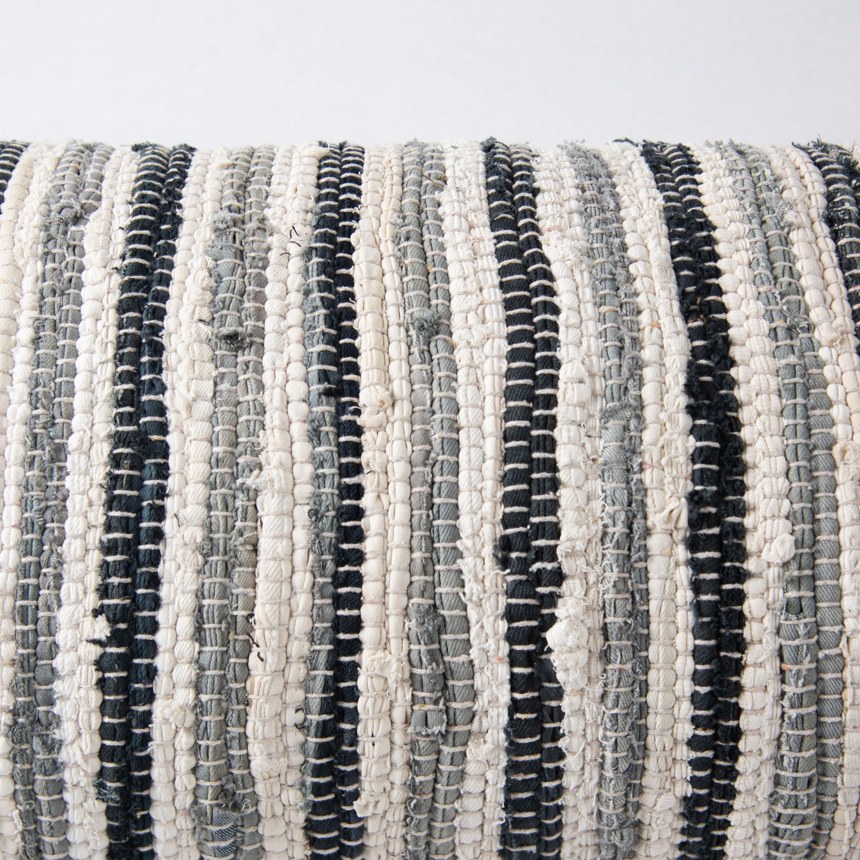 Rizzy Home Striped Textured Recycled Denim Throw Pillow